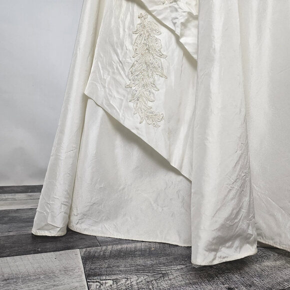 Vintage Cream Sequined Floral Detail Drop Shoulder Wedding Dress Size XS - Picture 8 of 16